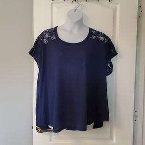Avenue Navy Blue top with lace back detail